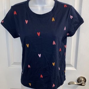 LOFT Sweet Heart Everyday Crew Neck Tee Size: S Color: Forever Navy
